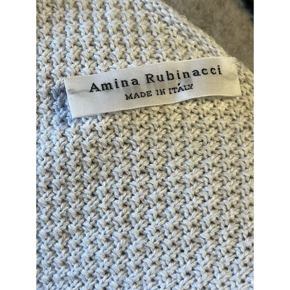 Amina Rubinacci Sz 40 Light Gray Cashmere Blend Knit Pockets Cardigan Sweater - Picture 7 of 12